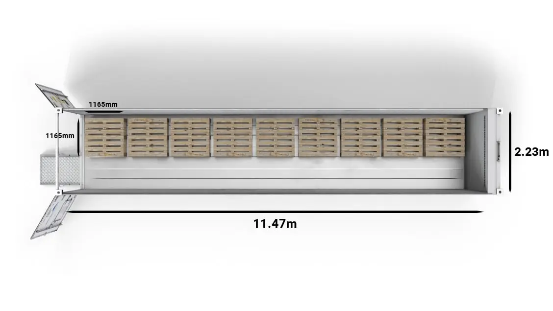 9 CHEP-Pallets in a 40ft Horizon