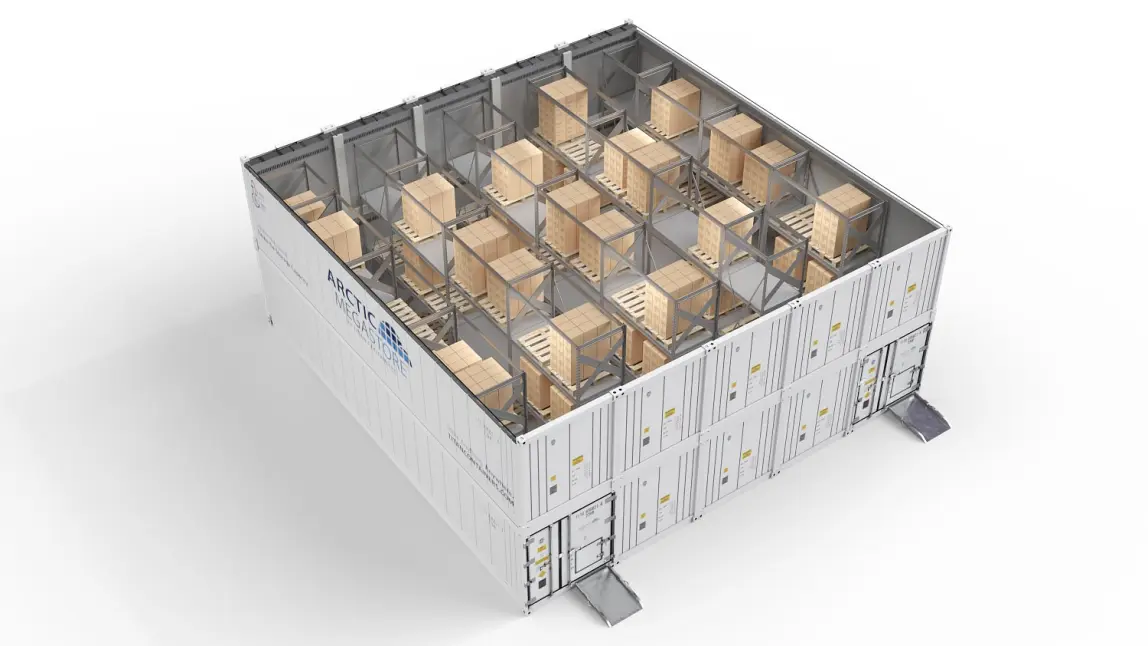 Arctic_MegaStore_5-Bay_Top-angled_Shelving